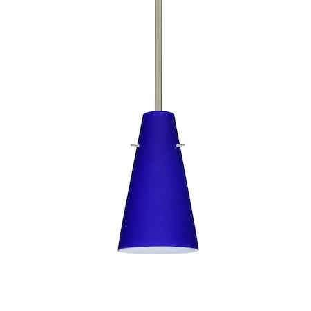 Besa Lighting Cierro Stem Pendant, Cobalt Blue Matte, Satin Nickel Finish, 1x100W Incandescent 1TT-4124CM-SN